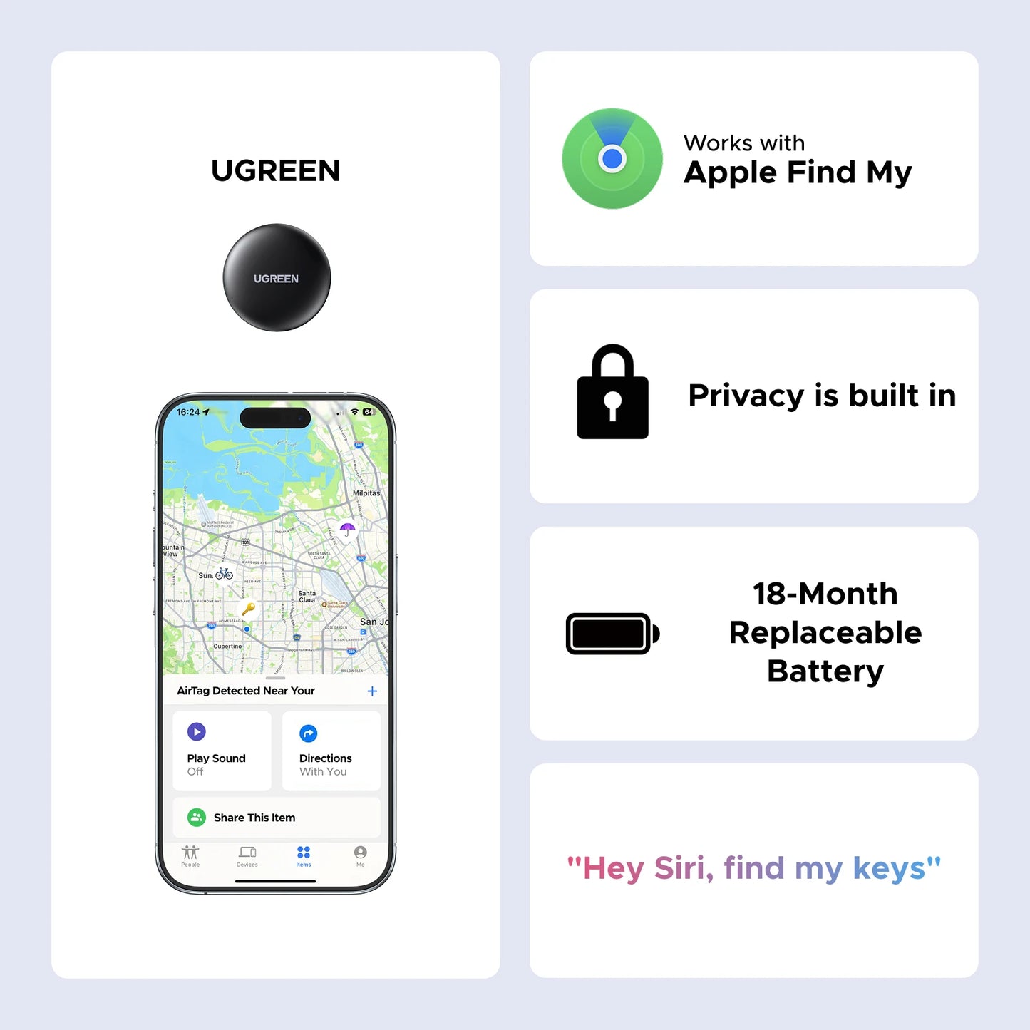 Packs and Paws™ Dog Collar Finder, Link Smart Tag With Apple