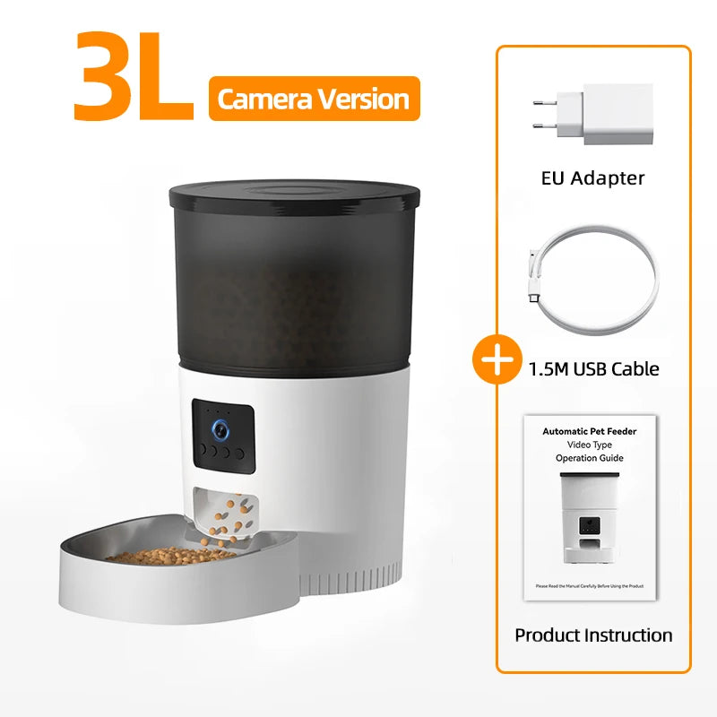 Packs and Paws™ Automatic AI Cat Feeder With Camera Video