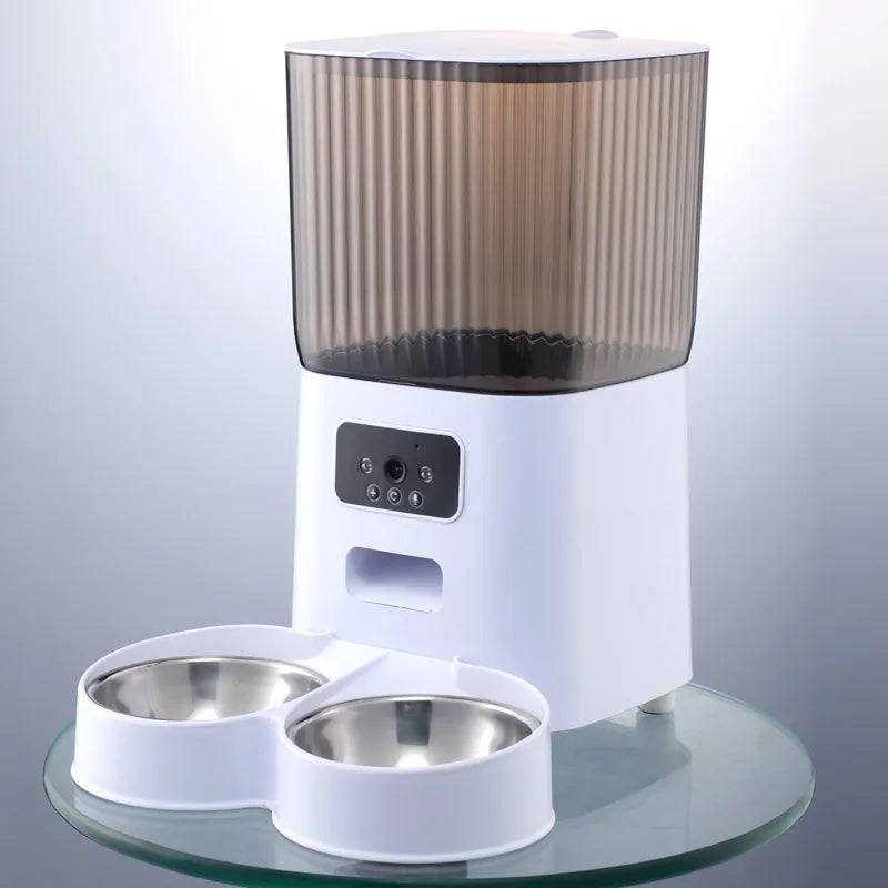 Packs and Paws™, 5L Double Bowls Smart Automatic Cat/Dog Feeder With Camera