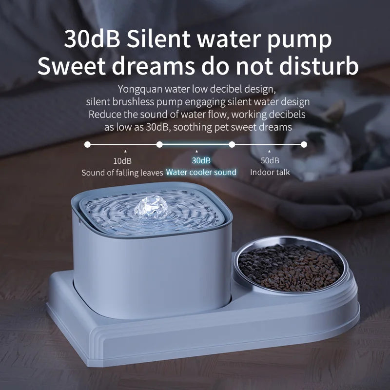 Packs and Paws™  2in1 Cat Automatic Water Fountain and Feeding Bowl 3L